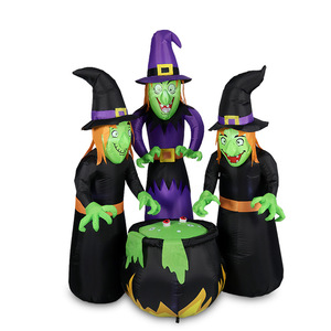 Decorazione Gonfiabile di Halloween Tre <span class=keywords><strong>Streghe</strong></span> Intorno a un Grande Braciere con Luci LED per Esterni - Product Image 5