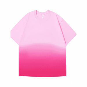 Camisetas de algodón de talla grande para hombre con cuello redondo 100% de alta calidad, lavado de algodón puro y cambio Gradual de Color - Product Image 2