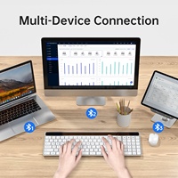Keyboard nirkabel bluetooth ajaib, keyboard nirkabel bluetooth ajaib tastatur kustom tenaga surya 100% banyak pasang, aluminium Aloi komputer ramping ergonomis untuk Desktop