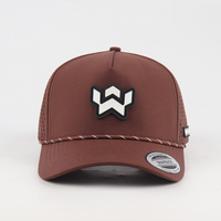 Casquette de baseball personnalisée à 5 panneaux avec logo en PVC caoutchouté, casquette de golf imperméable perforée au laser, chapeau de golf en polyester avec cordon