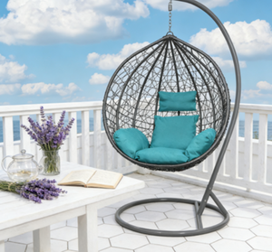 Silla Columpio Plegable Moderna, <span class=keywords><strong>Hamaca</strong></span> Portátil para Interiores y Exteriores con Soporte, Muebles de Ratán para Exteriores - Product Image 1