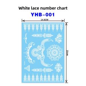 Tatuaje Temporal Elegante de Encaje Blanco para Boda/Novia/Fiesta de Despedida de Soltera, Adhesivo Corporal Impermeable, Estilo Henna - Product Image 3