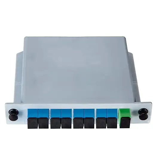 Dudukan rak Plc Splitter ABS kotak FC APC konektor kaset tipe 1X16 optik PLC pemisah Mini
