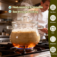 Juego de Ollas de Vidrio Borosilicato KP-001 2000+2500ml, Compatible con Cocina de Gas, Duradero, para Preparación de Comidas y Uso Comercial