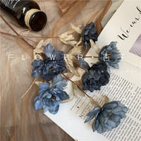 Fleurs artificielles en soie couleur caramel, petites pivoines et lotus, pour décoration de table de Noël, de salon ou de salle à manger, et accessoires pour cheveux