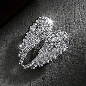 Broche de ala de Ángel de cristal de aleación, joyería de moda para mujeres y hombres para fiestas y bodas, tecnología de chapado - Product Image 3