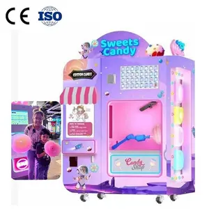 Hot self-service full automatic popcorn and cotton candy vending making machine electric fairy floss sugar cotton candy machine