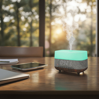 Diffuseur d'arômes d'huiles essentielles pures atomisées à deux fluides personnalisable avec haut-parleur Bluetooth, en plastique, pour usage domestique, contrôlé par application, lumière LED