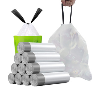 Household Trash Bags 45x50cm Drawstring Handle Thickened White L Size Multipurpose 100 Rolls Pack - Product Image 1