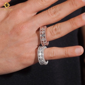 Anillo de Eternidad de Oro Sólido de 18K con Moissanita de Alta Calidad, Corte Brillante Redondo, Engaste Pavé, Chapado en Oro Rosa, Anillo de Boda de Lujo - Product Image 5