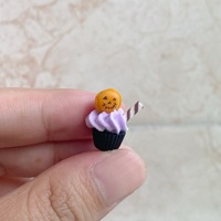 Miniatures de desserts adorables et délicieux, ornements amusants en résine, simulant des cupcakes citrouilles d'Halloween, accessoires photo pour maison de poupée et boutique de desserts