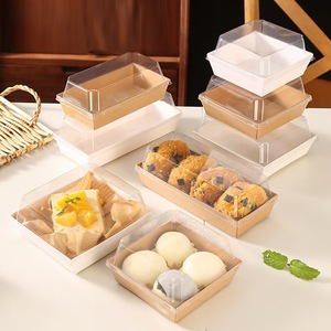 Petites boîtes à sandwich avec couvercle transparent Récipients jetables pour tranches de gâteau pour boulangerie Dessert Cookie Pâtisserie Donuts - Product Image 1