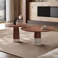 Table basse ronde multifonctionnelle moderne en bois massif de noyer noir pour salon et appartement