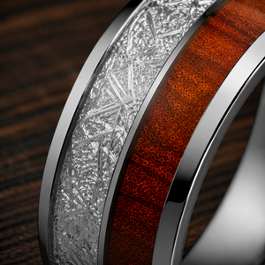 Bague géométrique <span class=keywords><strong>en</strong></span> forme de U <span class=keywords><strong>en</strong></span> acier inoxydable JLM avec incrustation de bois et feuille d'argent, unisexe, pour la mode, alliance de mariage, cadeau - Product Image 3