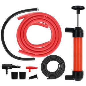 Bomba manual de succión de combustible, juego de 9 piezas con mangueras rojas y negras para transferencia de gasolina, aceite, diésel y extracción de agua. - Product Image 1
