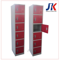 Casier de rangement vertical mince à 6 portes avec serrure à clé, armoire métallique verrouillable multi-compartiments pour salle de sport et école
