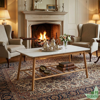Table basse avec plateau lisse, étagère de rangement inférieure à lattes, pieds inclinés stables, table centrale minimaliste pour salon, meuble décoratif