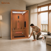 Ruang Sauna Uap Kayu Hemlock untuk Dalam Ruangan, Sauna Rumah Tangga untuk 1-2 Orang dengan Pengontrol Suhu, Dapat Disesuaikan OEM & ODM