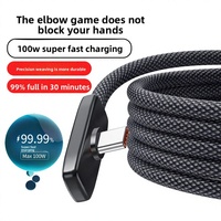 Kabel Data Pengisian Cepat 100W Model Anyaman Bersudut 6A Kompatibel dengan Perangkat Android / Honor Tipe-C Mendukung Pengisian Cepat