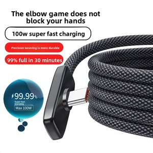 Câble de données tressé coudé 100W à charge rapide 6A compatible avec les appareils Android/Honor Type-C, prend en charge la charge Flash - Product Image 5