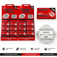 Lames de rasoir de sécurité à double tranchant réutilisables de haute qualité avec logo personnalisé OEM, en acier inoxydable, pour le rasage du visage et la tondeuse, durables, lot de 60 pièces