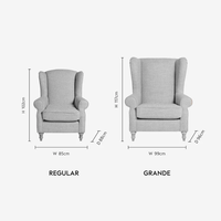 Fauteuil à dossier haut et accoudoirs roulés en tissu à armure épaisse, style Sherlock, pour salon, chambre à coucher, dressing