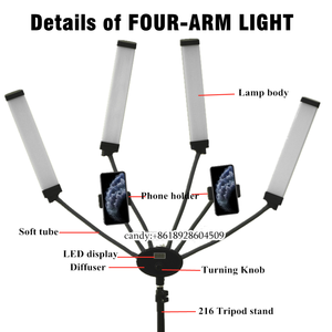 Yidoblo-anneau lumineux de studio 80w, avec trépied, lampe, éclairage annulaire pour appareil photo, pour extensions de cils à 2 têtes, accessoire de <span class=keywords><strong>maquillage</strong></span> - Product Image 2