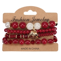 4 pièces ensemble vente chaude bohème Jade Bracelets en alliage de Zinc perlé Bracelet éléphant pendentif Bracelet ensemble en gros 9 couleurs