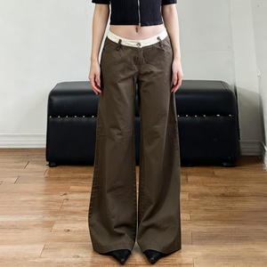 กางเกงยีนส์เอวต่ำสำหรับผู้หญิงกางเกงยีนส์สไตล์เรโทรไซส์พิเศษแบบอเมริกัน - Product Image 2