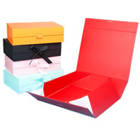 Boîte-cadeau en papier pliable, 50 pièces, boîte d'emballage plat, avec nœud rabattable, pour cadeaux