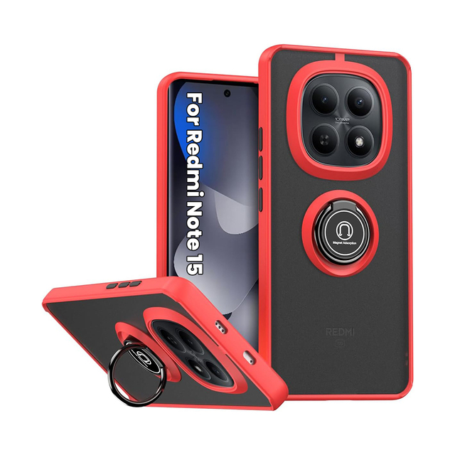 Smoke Translucent Kickstand Mobile Phone Cases for Xiaomi Redmi Note 15 Pro Plus 4G 5G Slim Ring Holder Shockproof Back Cover
