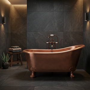 Bañera Ovalada de Lujo con Patas de Cobre, Bañera de Metal Independiente para Casa u Hotel - Product Image 3