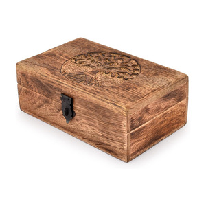 Wooden Carved Storage <b>Box</b> Rectangle Tree Of Life Pattern <b>Lockable</b> Retro <b>Jewelry</b> <b>Box</b> Custom Made - Product Image 4