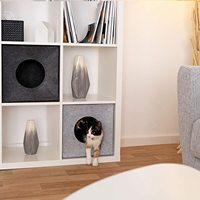 Lit pour chat en feutre carré créatif toutes saisons, maison semi-fermée pour chat, cachette pour animaux de compagnie