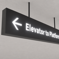 Panneau directionnel rétroéclairé par LED avec flèche à texte blanc, signalétique suspendue au plafond pour gare, aéroport, centre commercial, bureau, orientation des visiteurs