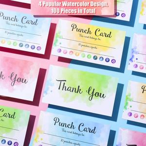 Juego de 50 Tarjetas de Recompensa Personalizadas con Diseño de Acuarela, Tarjetas de Incentivo de Fidelización para Clientes, para Negocios, Clases Escolares - Product Image 4