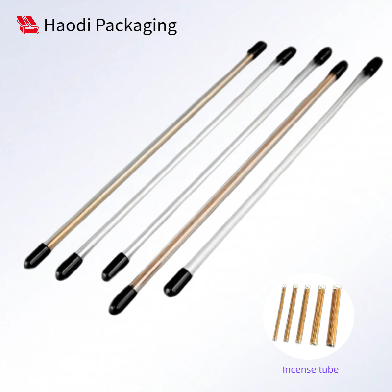 Custom Clear PVC Screen Printed Transparent Incense Stick Tube Packaging With Transparent Cap For Incense Sticks