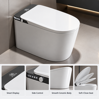 WC intelligent monobloc avec bidet intégré, ouverture automatique du couvercle, chasse d'eau par capteur au pied, siège chauffant, séchoir à air chaud et télécommande