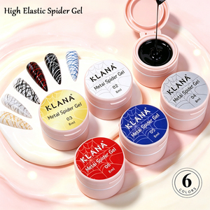 KLANA Metal Spider Gel 8ml Gel à ongles haute élasticité 6 couleurs Gel UV Soak-off pour la création de motifs en toile d'araignée et de lignes ultra-fines - Product Image 1