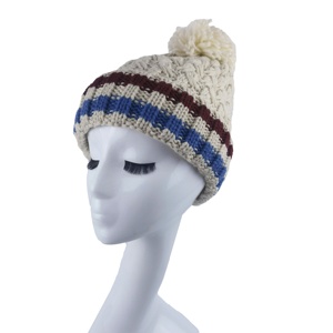 Bonnet <span class=keywords><strong>en</strong></span> tricot chaud pour adultes - Broderie 3D motif personnage - Voyage d'affaires, mode plage, fil d'<span class=keywords><strong>Islande</strong></span>, hiver, pompon personnalisé - Product Image 1