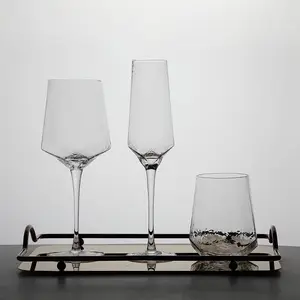 Criatividade transparente pode personalizar o vidro de cristal sem chumbo, em forma de martelo polygonal, vinho tinto, champanhe