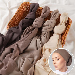 Wholesale Wide Brimmed Rayon Luxury <b>Jersey</b> Cotton <b>Hijab</b> Headscarf Large Size Elastic Four Seasons Custom Color - Product Image 2