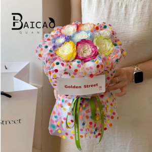 ตาข่ายดอกไม้, ผ้าโปร่ง<span class=keywords><strong>ล</strong></span>ายจุดห<span class=keywords><strong>ล</strong></span>ากสี, วัสดุ DIY, ช่อดอกไม้ที่มีชื่อเสียงทางอินเทอร์เน็ต, บรรจุภัณฑ์ดอกไม้, <span class=keywords><strong>ร้าน</strong></span>ดอกไม้ - Product Image 4