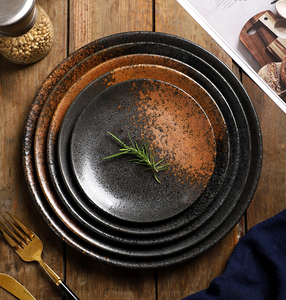 Assiette à dîner en céramique personnalisée à succès, 6 7 8 9 10 pouces, ronde, mate, en ardoise, <span class=keywords><strong>assiettes</strong></span> à steak pour la maison et les restaurants d'hôtels - Product Image 1