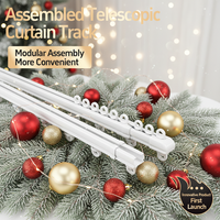 Rail de rideau télescopique moderne blanc en alliage d'aluminium, modulable, pour plafond et fenêtre, installation facile, assemblage modulaire