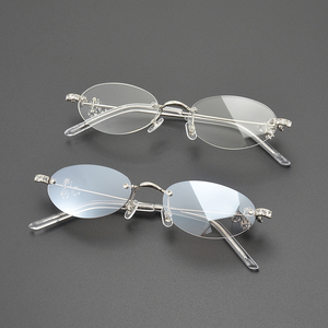 2025 thời trang mới không có vành khung roroa Kính Retro Kính khung phụ nữ trang sức được thiết kế bởi nhà thiết kế hình dạng hình bầu dục GM Kính - Product Image 6