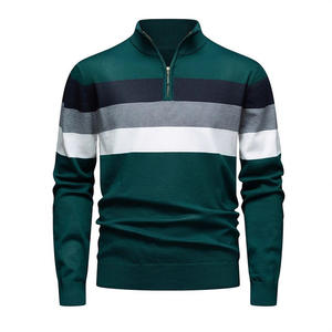 2025 Fashionable Autumn <strong>and</strong> Winter Men's Anti-Wrinkle Long-Sleeved Winter Stand Collar <strong>Jumper</strong> Knit Splicing Design Sweatshirt - Product Image 2