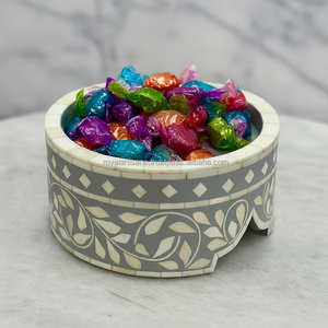 Modern Round Wood Cake <b>Stand</b> with Bone Inlay Elegant <b>Cupcake</b> Display Tray for Weddings & Product Servicing - Product Image 1