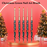 Pinceau 3D personnalisé avec manche en métal vert sur le thème de Noël Brosse 3D en acrylique pour le salon, 5 pièces
