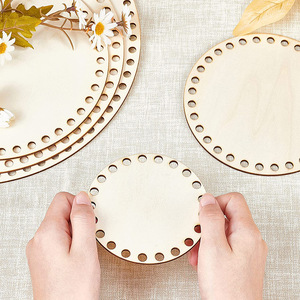 2pcs/set Natural Wooden Basket Bottom, <strong>Round</strong> <strong>Circle</strong> Blank Crochet Basket <strong>Wood</strong> Base